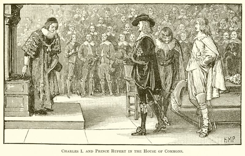 Charles I e Prince Rupert na Câmara dos Comuns de English School