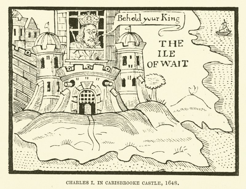 Charles I, no Castelo de Carisbrooke de English School
