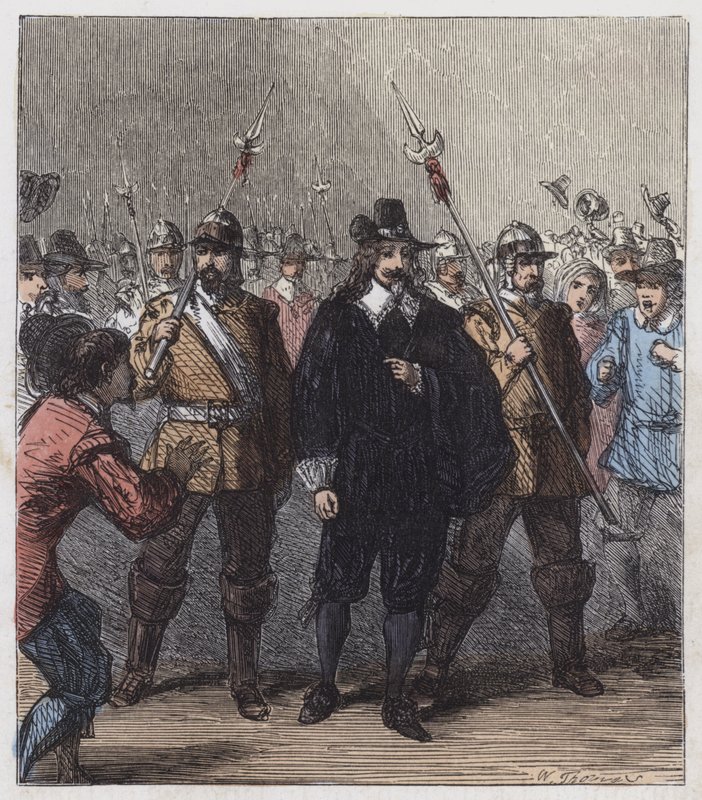 Carlos I, levado para a prisão (gravura colorida) de English School
