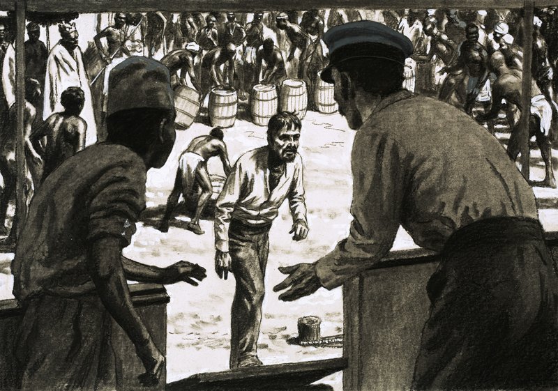 Charles Osborne e o capitão Stott colocaram barris de rum na praia de English School