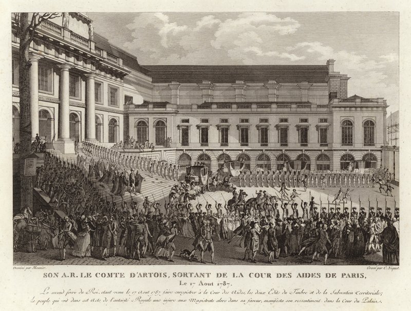 Charles Philippe dArtois fora do Tribunal de Ajuda em Paris de English School