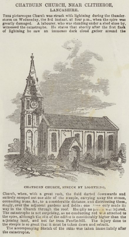 Igreja Chatburn, perto de Clitheroe, Lancashire (gravura) de English School