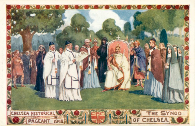 Concurso Histórico de Chelsea 1908, o Sínodo de Chelsea (cor litho) de English School