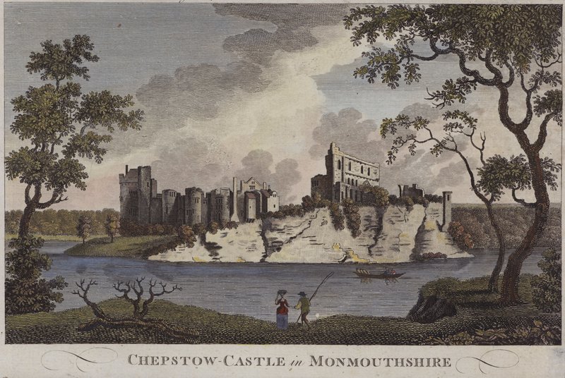 Chepstow Castle, Monmouthshire (gravura colorida) de English School