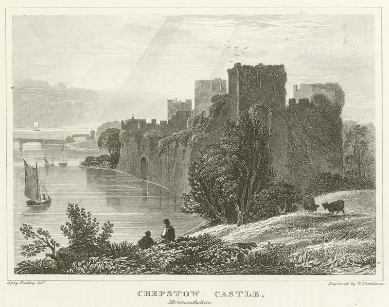 Castelo de Chepstow, Monmouthshire (gravura) de English School