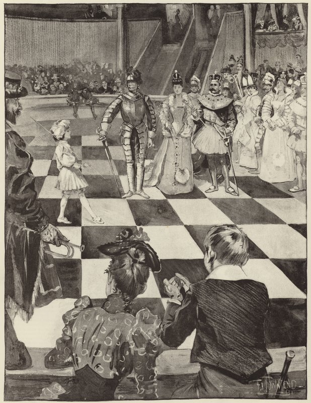 Torneio de xadrez com peças vivas no Henglers Circus de English School