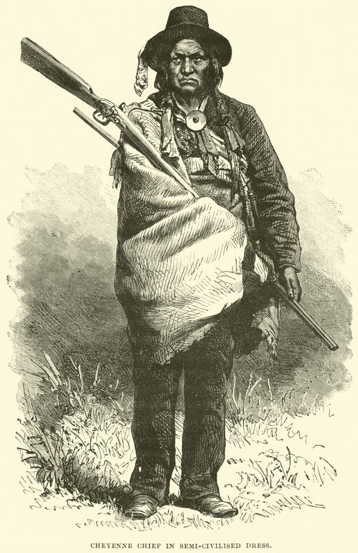 Cheyenne Chief em vestido semi-civilizado de English School