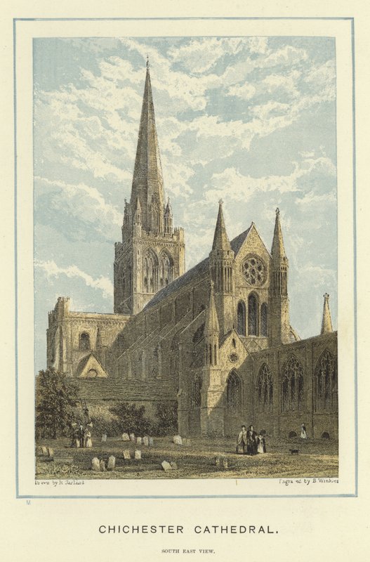 Chichester, catedral, sul, leste, vista de English School