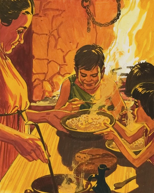 Crianças, comendo jantar de English School