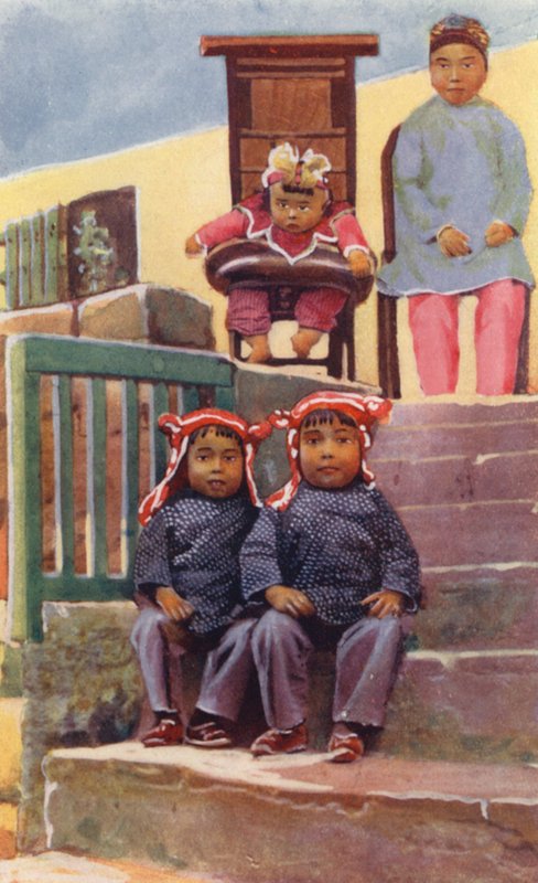 Crianças da China: Bebés chineses (litografia a cores) de English School
