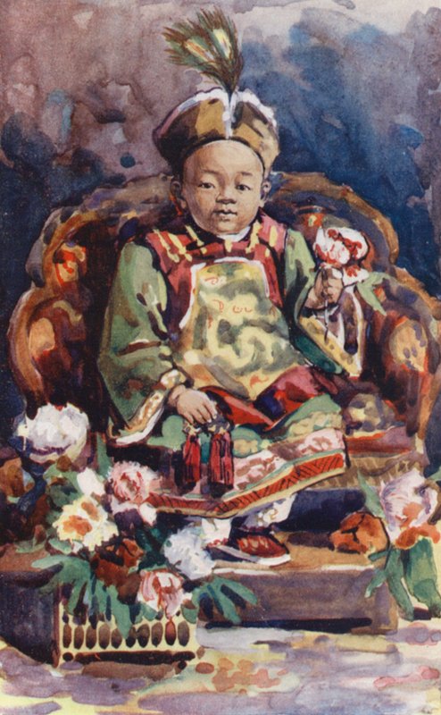 Crianças da China: O imperador da China (litografia a cores) de English School