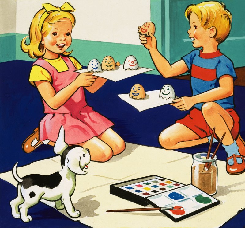 Crianças, ovos pintura de English School