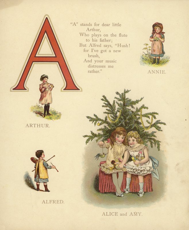 Nomes de crianças: Annie, Arthur, Alfred, Alice, Amy (cor litho) de English School