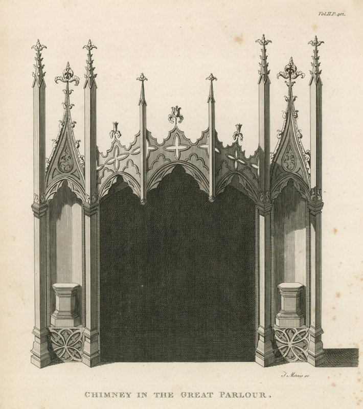 Chaminé no grande salão, Strawberry Hill, Londres de English School
