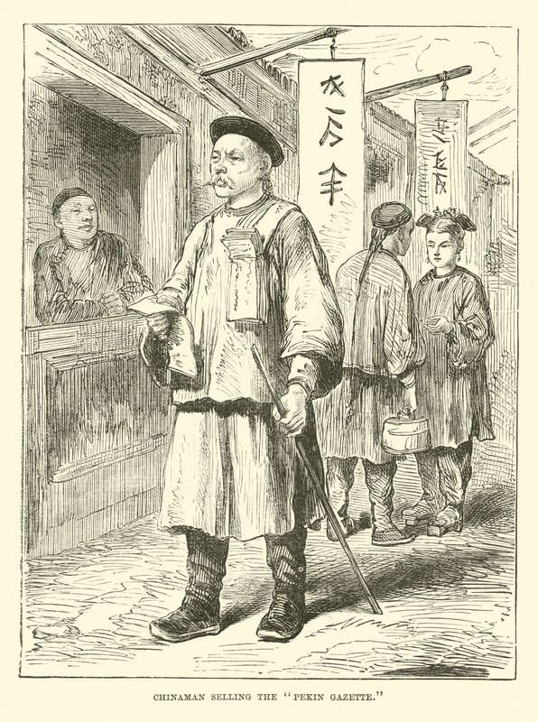 Chinaman vendendo a Gazeta de Pekin de English School