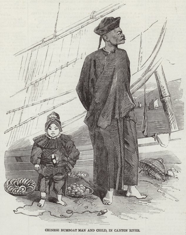 Bumboat Chinês Homem e Criança de English School