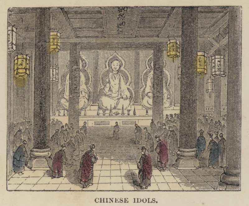 Ídolos chineses (gravura colorida) de English School