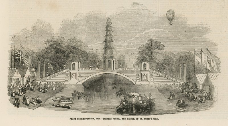 Pagode chinês e ponte em St Jamess Park de English School
