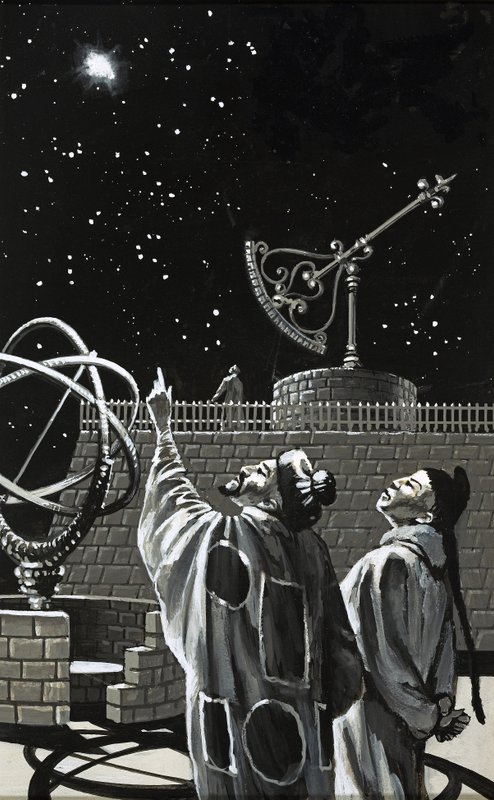 Astrônomos chineses pesquisando os céus por um sinal de English School