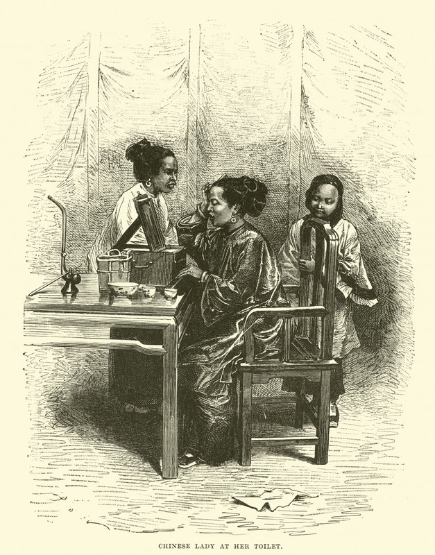 Senhora chinesa em seu banheiro de English School