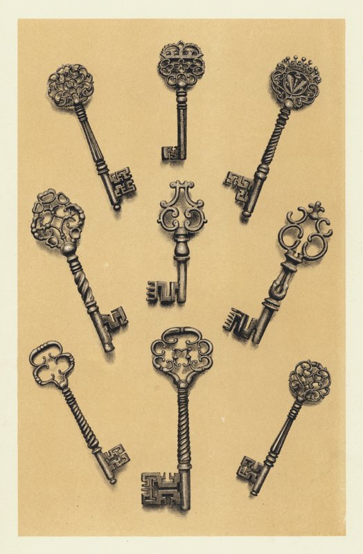 Chaves de Aço Cinzeladas dos Séculos XVI e XVII (cromolitho) de English School