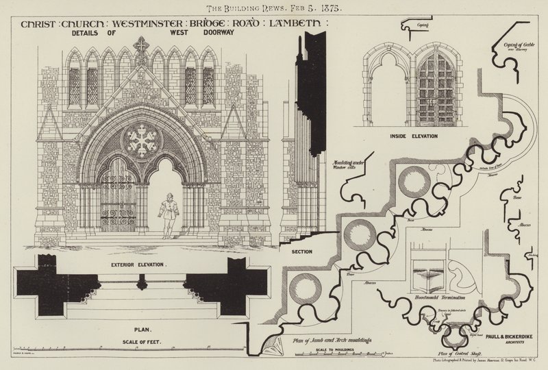 Christ Church, Westminster Bridge Road, Lambeth (gravura) de English School