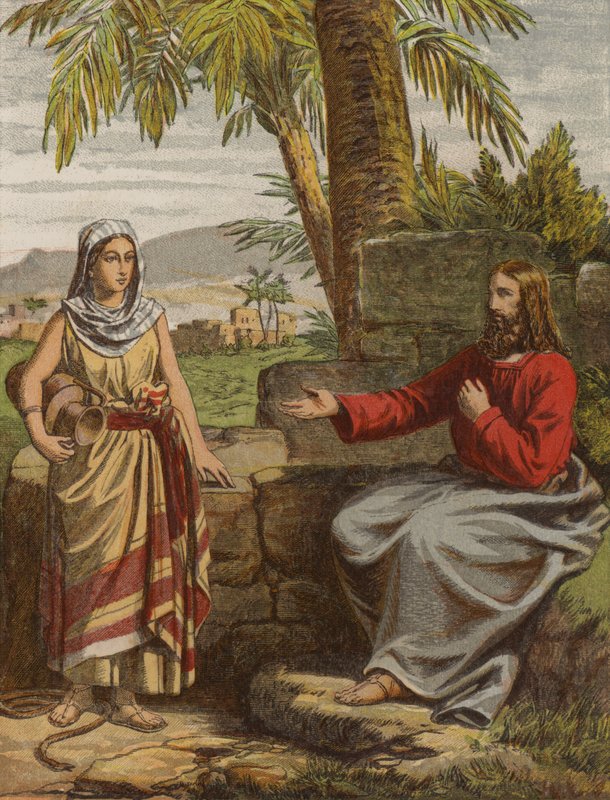 Cristo e a Mulher de Samaria (chromolitho) de English School
