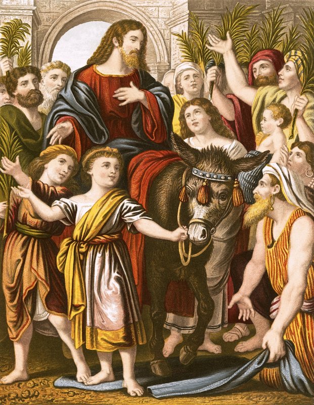 Cristo cavalgando em Jerusalém de English School