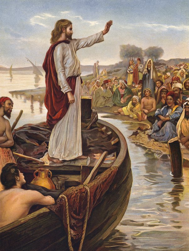 Ensino de Cristo à beira-mar (chromolitho) de English School
