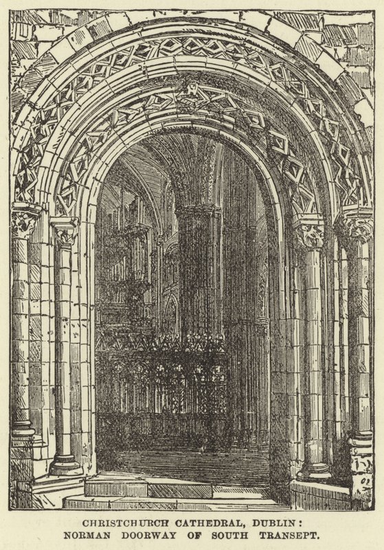 Catedral christchurch, dublin, normando, entrada, de, sul, transept de English School