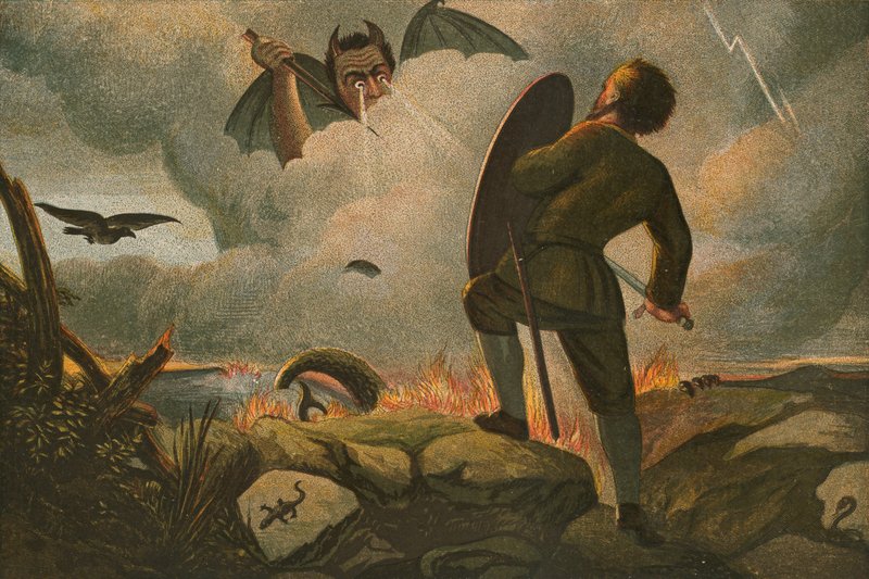 Cristão lutando com Apollyon de English School