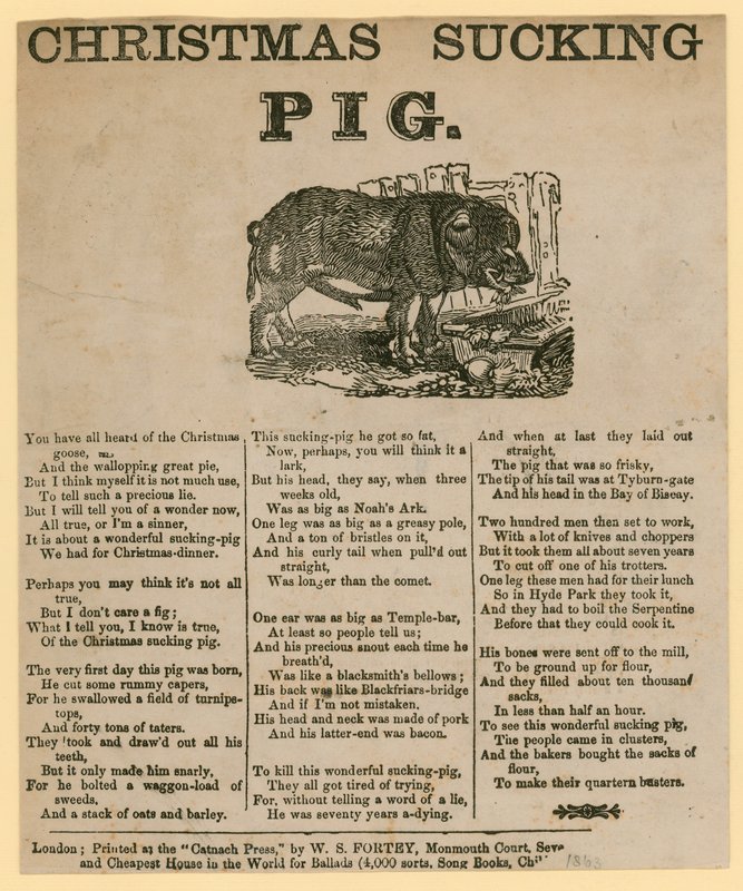 Natal chupando porco, verso datado de 1863 de English School