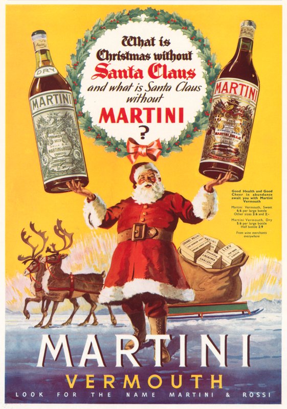 Anúncio de Natal para vermute Martini (cor litho) de English School