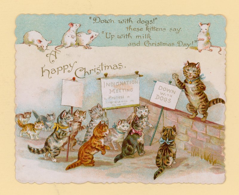 Cartão de Natal, com gatos e ratos de English School