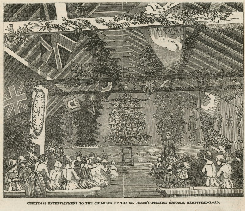 Entretenimento de Natal para as crianças das escolas distritais de St. Jamess de English School