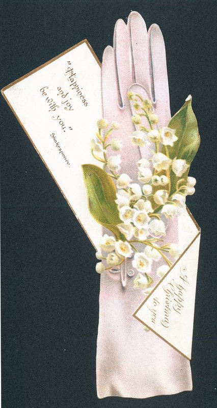 Cartão de cumprimentos de Natal com luva e flores de English School
