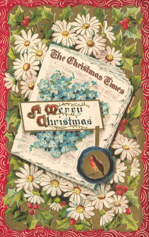 Jornal de Natal, cartão de Boas Festas, final do século XIX ou início do século XX (chromolitho) de English School