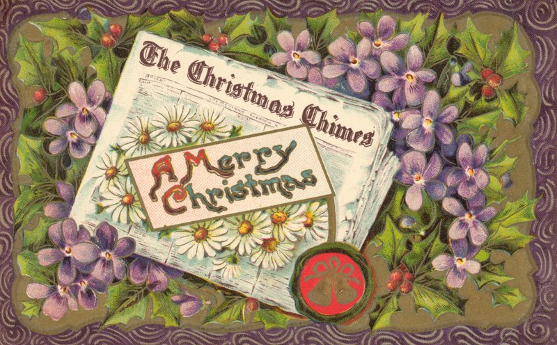 Jornal de Natal, cartão de Boas Festas, final do século XIX ou início do século XX (chromolitho) de English School