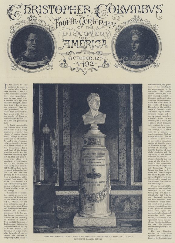 Cristóvão Colombo e o Quarto Centenário da Descoberta da América (gravura) de English School