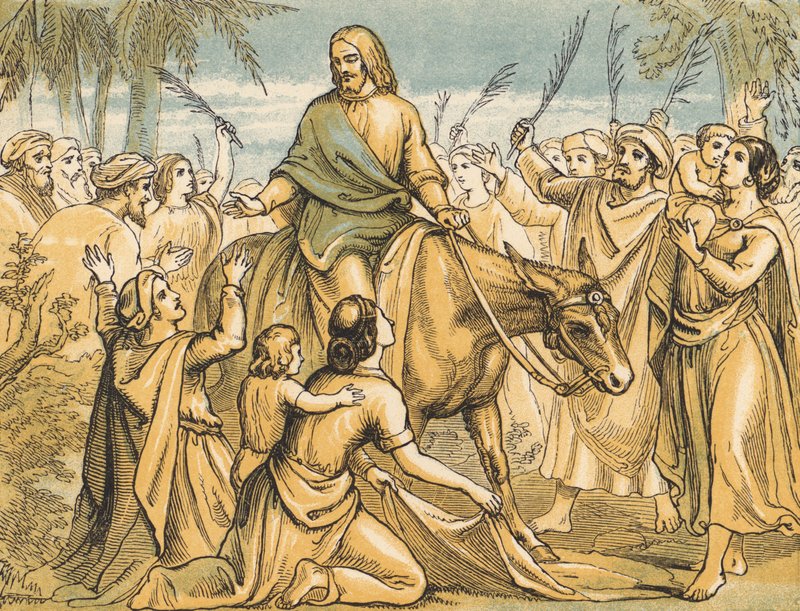 A Entrada de Cristo em Jerusalém (gravura colorida) de English School