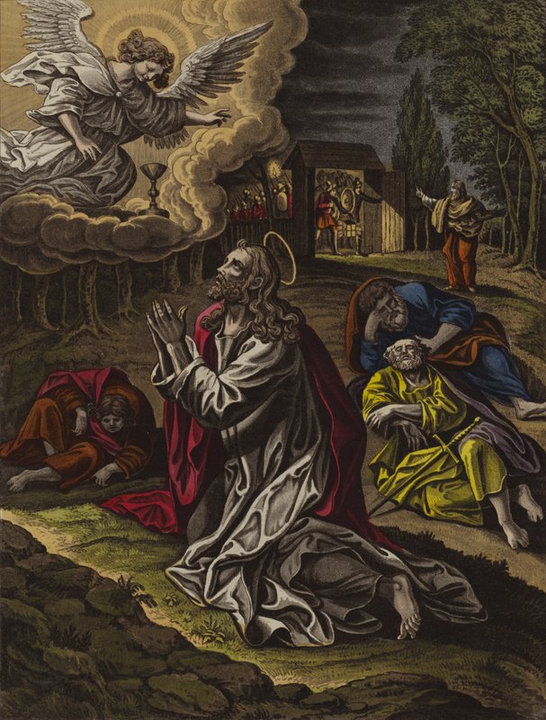 A agonia de Cristo no jardim (cor litho) de English School