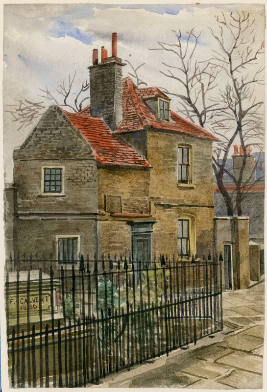 Casa de campo da igreja, passagem da igreja, St Marys Churchyard, Islington (wc no papel) de English School