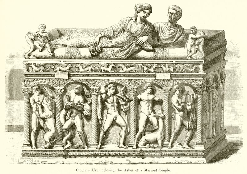 Cinerary Urn, incluindo as cinzas de um casal de English School