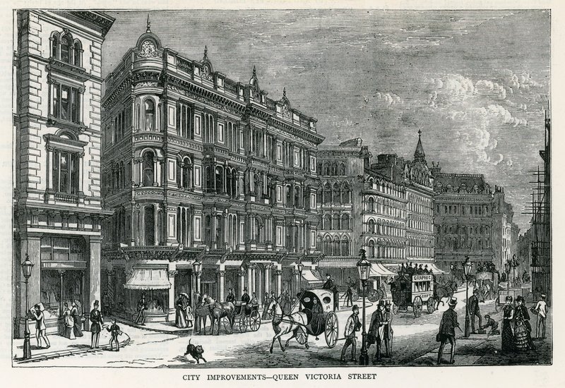 Melhorias da cidade - Queen Victoria Street, Londres de English School