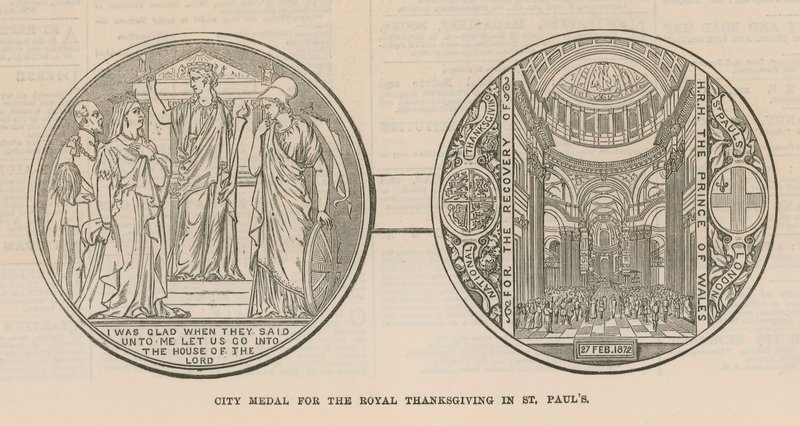 Medalha da cidade para o Real Thanksgiving em St Pauls Cathedral, Londres de English School