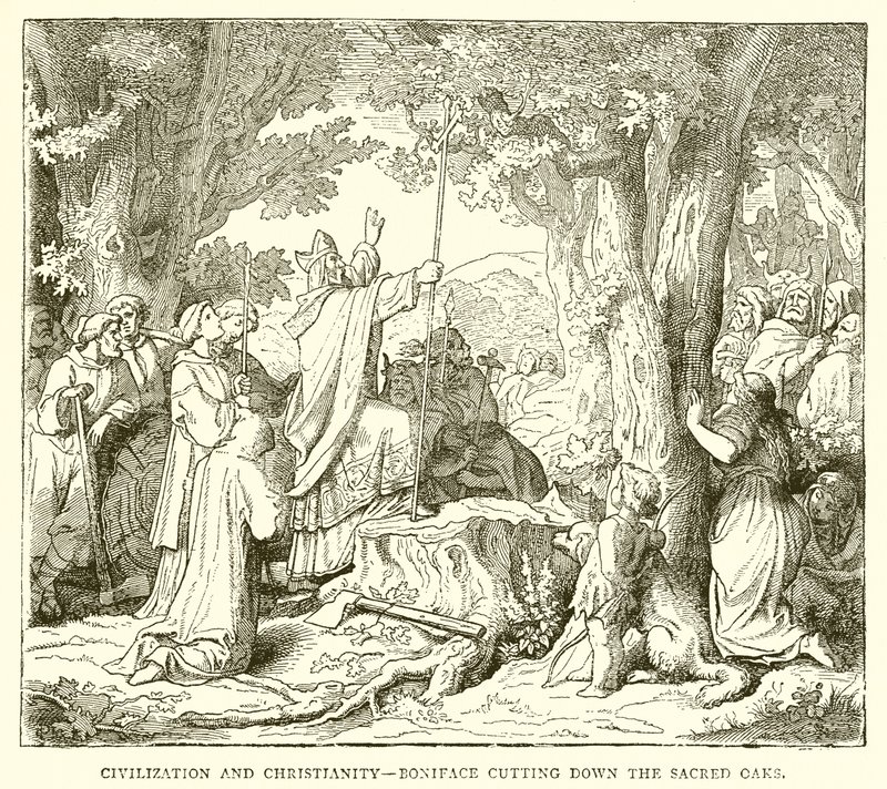 Civilização e Cristianismo - Bonifácio cortando os Carvalhos Sagrados de English School