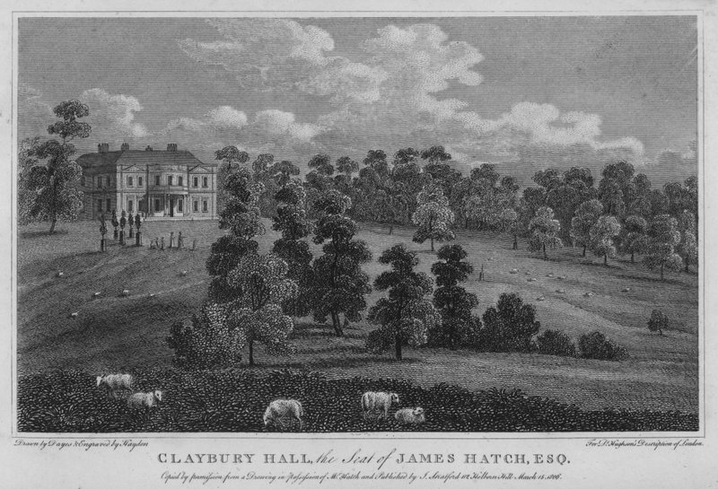 Claybury Hall, a sede de James Hatch (gravura) de English School