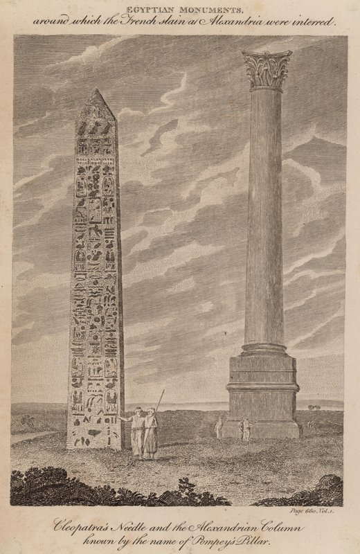 Agulha de Cleópatra e a Coluna Alexandrina conhecida pelo nome de Pompeys Pillar de English School