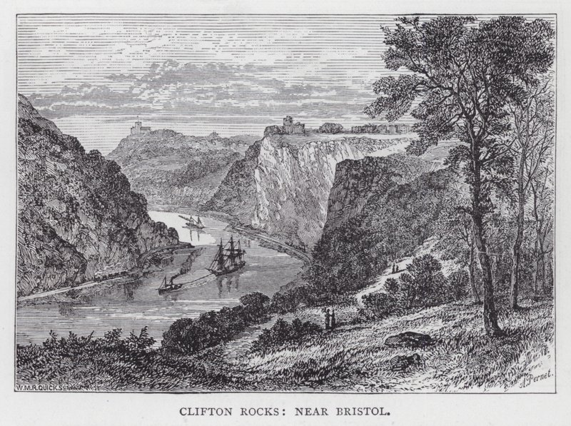 Clifton Rocks, perto de Bristol (gravura) de English School