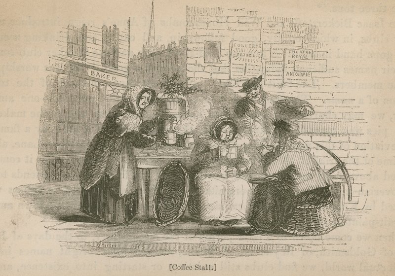 Barraca de café em uma rua de Londres de English School